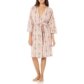 Vera Bradley Cozy Knit Robe (Extended Size Range), Paradise Coral Stripe, Small - Medium