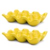 Ceramic Egg Tray 6-Cup Egg Holder Container for Fridge (Yellow,