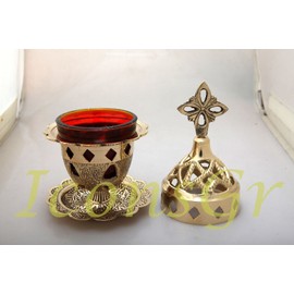 Greek Christian Orthodox Bronze Table Oil Lamp - 9353b