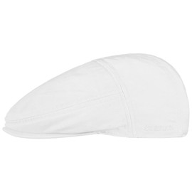 Stetson Paradise Cotton Men's Peaked Cap - Flat Cap with UV Protection 40+ - Men's Cotton Hat - Flat Cap Sizes S-XXL - Flat Cap Summer / Winter, White
