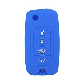 SEGADEN Silicone Cover Protector Case Holder Skin Jacket Compatible with JEEP Renegade 4 Button Flip Remote Key Fob CV4757 Deep Blue