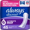 Always Discreet Adult Incontinence Pads for Women, Drier, 6 Drop
