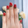Handmade Press-On Nails with Hand-Painted Strawberry Design in Short Square