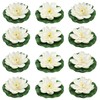 QUOZUO 12pcs Artificial Floating Foam Lotus Flowers with Lily Pads,