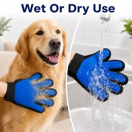 Silicone Pet Grooming Gloves for Cat & Dog Hair Removal - Soft Massage DE shedding Gloves for Wet & Dry Grooming