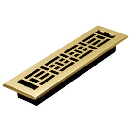 Decor Grates AJH212 2-inch by 12-inch Oriental Floor Register, Polished Brass Finish