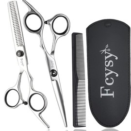 Fcysy Professional Hair Scissors Thinning Scissors Set, Fcysy Hair Cutting Scissors Set Hairdressing Scissors Hairdressing Thinning Scissors Hairdressing Set for Women Men Dogs