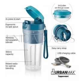 Tupperware Licuadora Portátil Urbanmax Malteada Batido 350ml Tupperware