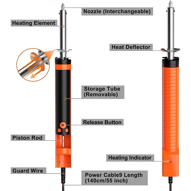 Preciva 929D-V Electric Desoldering Iron Solder Sucker, Portable Desoldering Gun,110V
