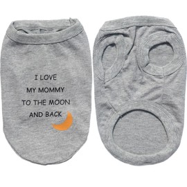 Elledia Love Mommy Dog Tee Shirts, Hugs Kisses Print Doggie Outfits, Breathable Cotton Pet Vest Tank Top Cat Apparel for Birthday Party Vacation, Gift for Dog Mom Pup Lover