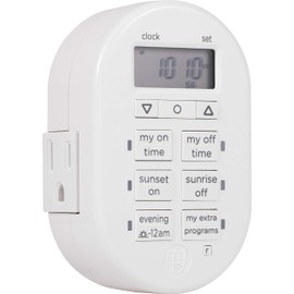 myTouchSmart Simple Set 7-Day Digital Timer, 2 Grounded Outlet Timer, Sunrise-Sunset Indoor Timer Outlet, Programmable ON/OFF Plug Timer, 125V Light Timer, Lamp Timer, Seasonal Lights, White, 35150