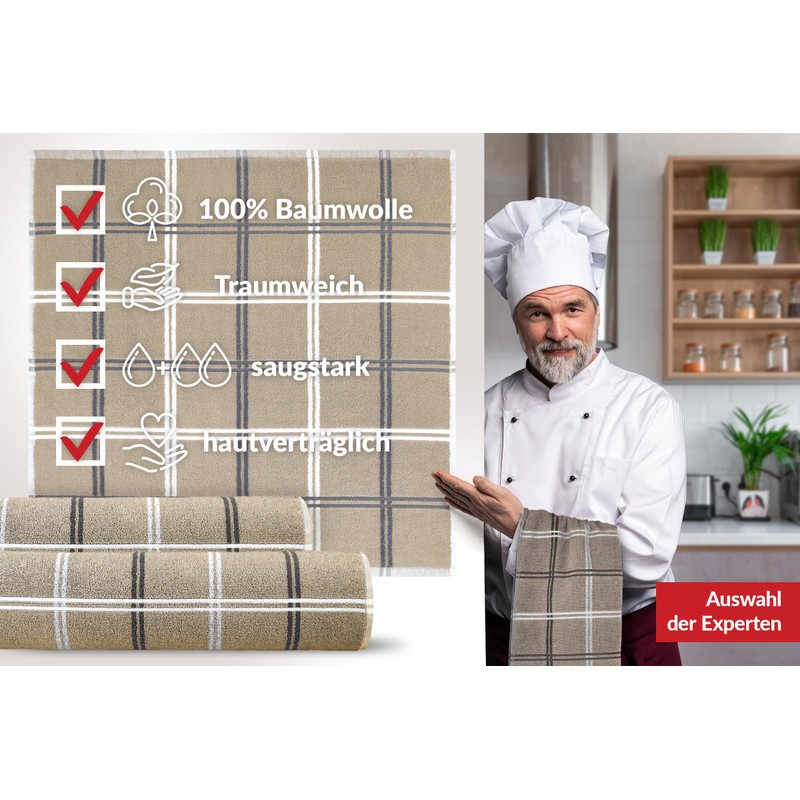 Lashuma Lyon Terry Towelling Kitchen Towels Cotton 50 x 50