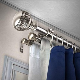 A&F Rod Décor - Nadeen 13/16" Triple Curtain Rod 28-48 inch - Satin Nickel