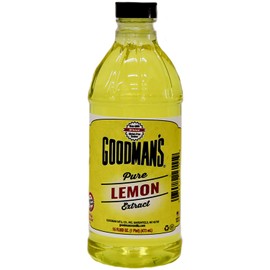 Goodman's Pure Lemon Extract - Pure, Gluten-Free, Non-GMO, Kosher - Flavor Enhancer for Baking, Cooking, and Beverages - Low Carb & Calorie, No Artificial Color or Sugar (16oz Bottle)