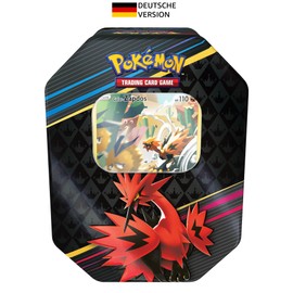 Pokémon-Sammelkartenspiel: Tin-Box Zenit der Könige – Galar-Zapdos (1 holografische Karte & 4 Boosterpacks) Deutschsprachige Version