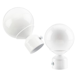 GORGECRAFT 2PCS Round Curtain Rod Finials Drapery Pole Ball End White Replacement Decorative End Head Caps for 1” Home Office Curatins Rod Decor Supports(3.5x2.6inch)