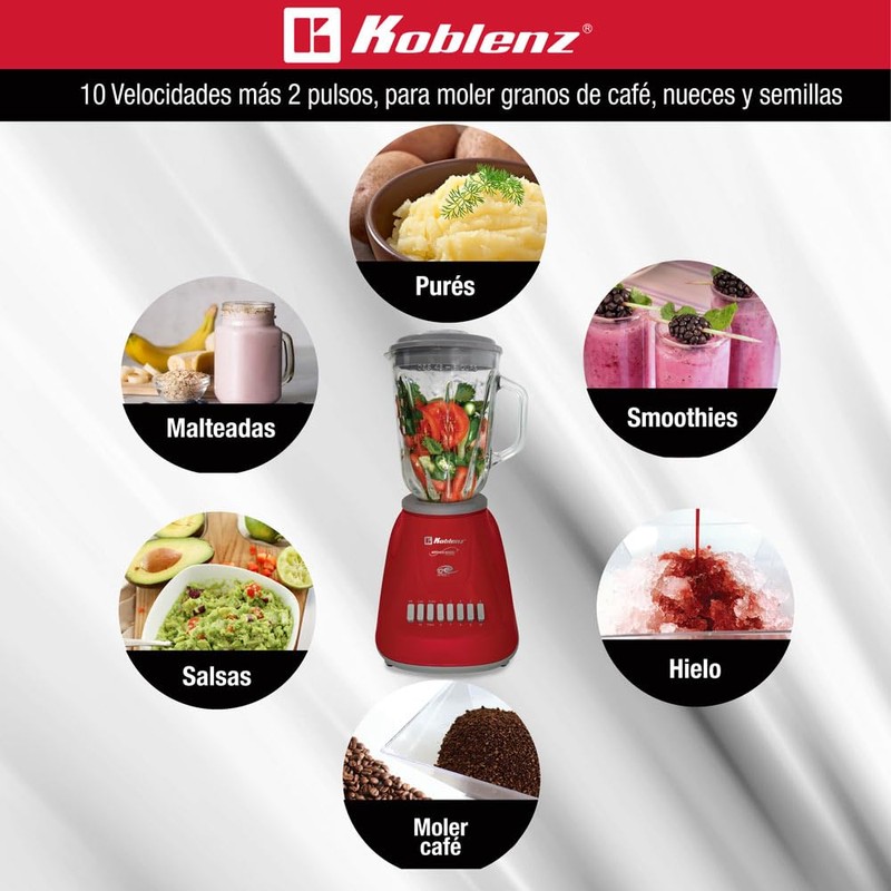 Koblenz 51oz. Gourmet Blender, Salsa Mixer, Smoothie, 10-Speed 4 Blades