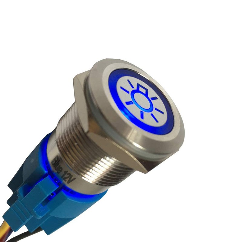 Mintice 12V Car Vehicle Blue LED Light Headlight Push Button