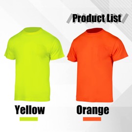 Sicalobo Men's High-Visibility T-Shirts 2 Pack,Lightweight Short-Sleeve Pocket Shirts for Men Color Enhanced,Orange,2XL