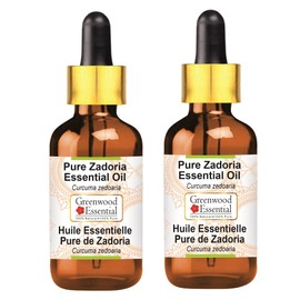 Greenwood Essential Pure Zadoria Essential Oil (Curcuma zedoaria) with Glass Dropper Steam Distilled (Pack of Two) 100ml X 2 (6.76 oz)