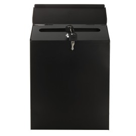 MUXHEL 22 x 6.5 x 29 cm Anthracite Letterbox with Newspaper Compartment, Letter Box with Name Plate, Post Box, Viewing Window, Wall Letter Box with Name Plate, with 2 Keys, Black