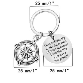 DD-life 8 Pcs Inspirational Graduation Gifts with Inspirational Quotes， Go Confidently in The Direction of Your Dreams Compass Key Chain