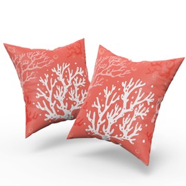 Giwawa Nautical Coral Throw Pillow Covers Coastal Beach Ocean Themed 20 X 20 Inches Pillow Cushion Cases for Bedroom Living Room Sofa Set of 2 Cotton Decorative Pillowscase