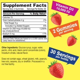 WellYeah Vitamin D3 10,000 IU Gummies (250 mcg) - Immune supprt, Bone and Muscle supprt - Vegan, Nut Free Vitamin D Gummies - Natural sourced Flavors - 60 Count
