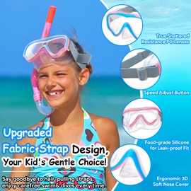 Vvinca Kids-Goggles with Nose Cover, Diving Mask Elastic Fabric Strap Anti Fog Anti Shattered Lens for Kids Swim Goggles 3-14