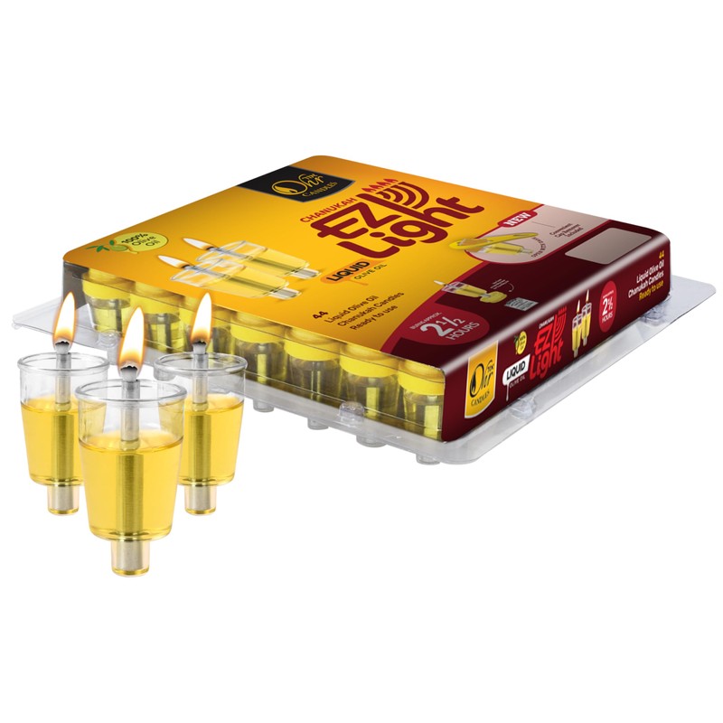 OHR CANDLES Pre - Filled Menorah Oil Cup Candles, Hanukkah