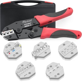 Plustool 6PCS Crimping Tool Set - Ratcheting Wire Crimper - for Heat Shrink, Insulated Nylon, Non-Insulated, Ferrule Terminal, Open Barrel Terminals & Solar Connectors