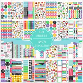 Planner Stickers - 28 Sheets, 1378 Stunning Design Accessories for Journals and Calendars, Essential Planner Accessories - Green