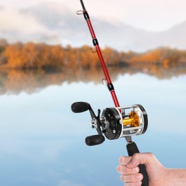 Round Baitcasting Reel #50 Black Left Conventional Reel for Catfish 5.2:1 Gear Ratio Beach Casting High Stability Reel Baitcasting Fishing Reel, Fishing Assistant Reel for Inshore and Deep Sea Fishin