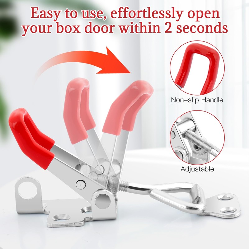 Pack of 8 Tension Clasps, Metal Crate Lock Adjustable with