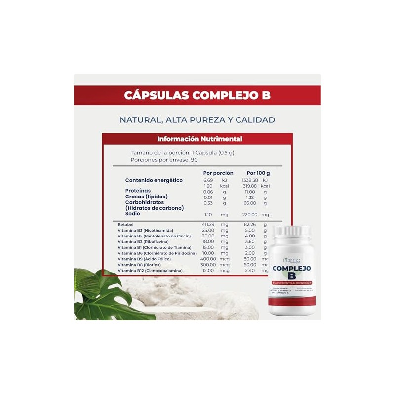 Naima Complejo Cápsulas Vitaminas B12 Apoyo Metabolismo Energético Sistema Nervioso