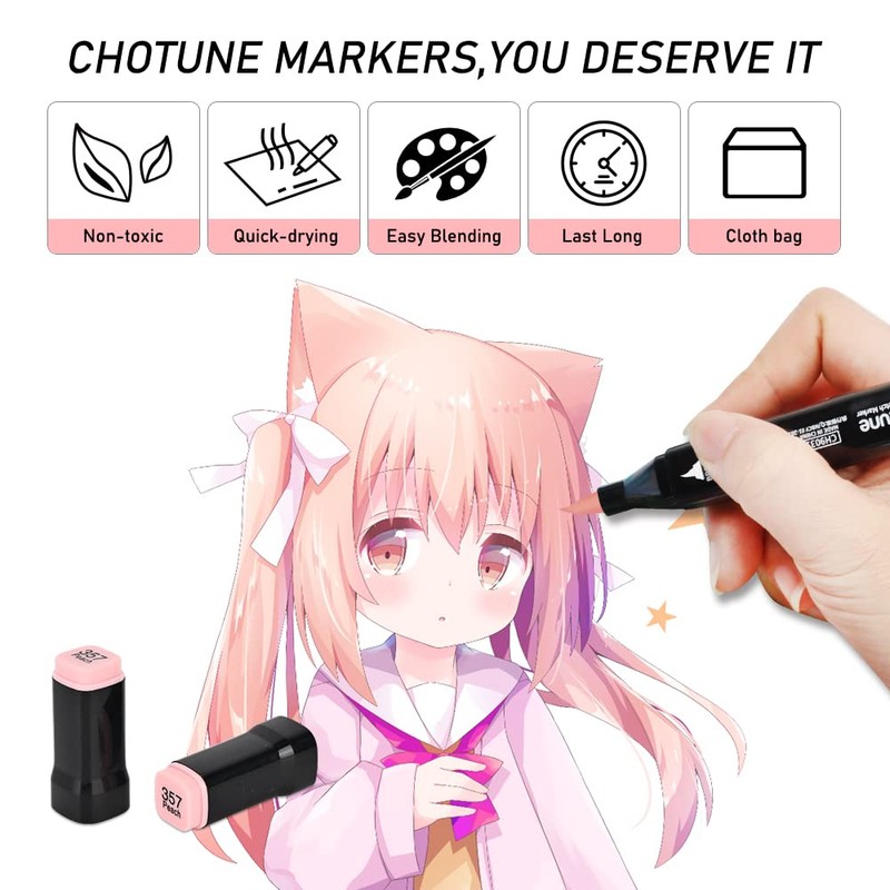 CHOTUNE Alcohol Marker Set, 36 Skin Tones Double Tip Soft