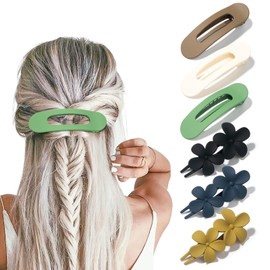 6PCS Flat Hair Clips 2 Styles Stylish Lay Flat Claw Clips for Thick Thin Hair Matte Flower Hair Clips Hair Barrettes for Women Hair Accessories