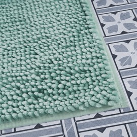 Laura Ashley Butter Chenille Bath Rug, Absorbent Shaggy Bathroom Mat, Non Slip Plush Carpet Rugs for Tub and Sink - (20" x 34") Sage Green