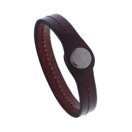 Xusamss Punk Rock Snap Wristband Leather Cuff Bracelet(Brown)