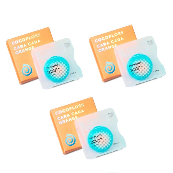 COCOFLOSS Coconut-Oil Infused Woven Dental Floss | Orange | Dentist-Designed | Vegan and Cruelty-Free | 6 month Supply (32 Yds x 3 Units)