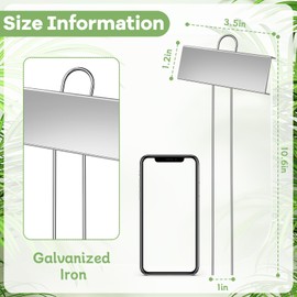 WSICSE 50-Pack Metal Plant Labels, 10.6" Waterproof Garden Markers with Pen Reusable Nursery Tags for Vegetables Flower Seed Greenhouse(Silver)