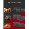 FOHERE Waffle Maker 3 in 1 Sandwich Maker 1200W Panini