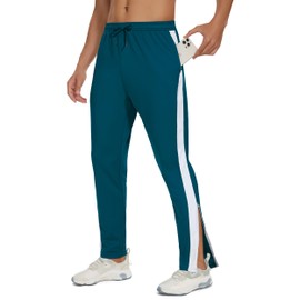 JWM - Pantalones deportivos para hombre con cierre en la parte inferior de las piernas, para correr, atletismo, entrenamiento, baloncesto, ajuste ajustado, con bolsillos con cierre, Azul marino,