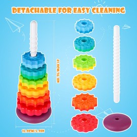 Spinning Stacking Toy for Kids, Rainbow Tower Dual-Color Spinning Wheels Premium Plastic Early Education Fun Learning Toys tower hanoi