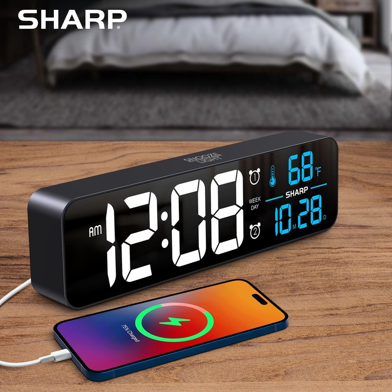 Sharp Sharp Digital Large Display Alarm Clock for Living Room
