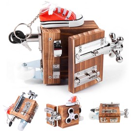 Siairo Montessori Wooden Busy Cube for Toddlers , 6-Side Fidget Cube Relieves Stress for Kids or Adult, Preschool Learning Toy Best Gift Boys Girls