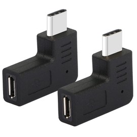 GELRHONR 90 Degree USB C to Micro USB Adapter Right Angle USB Type C (Male) to Micro 5 Pin USB (Female) Charging and Data Transfer Port Adapter Pack of 2