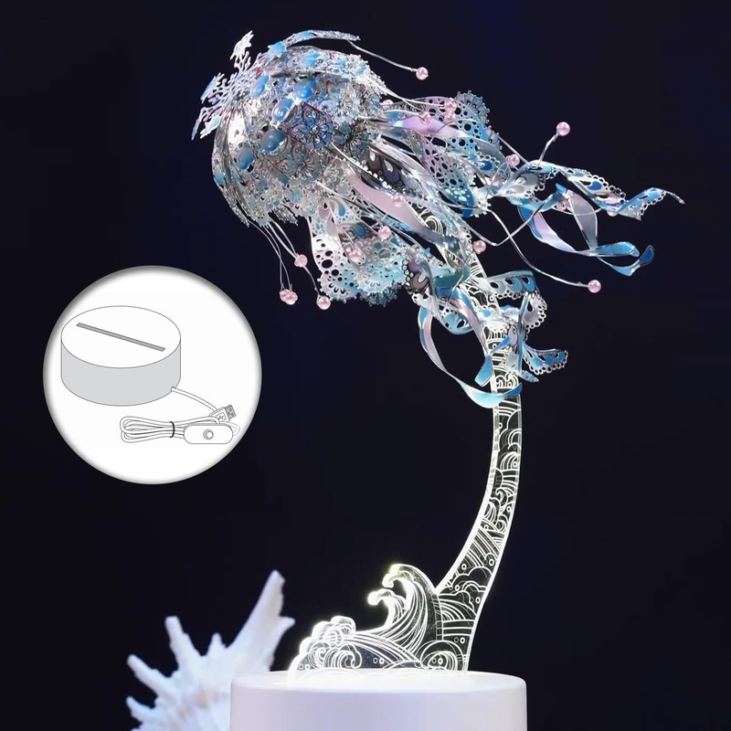 Piececool 3D Puzzles for Adults, Jellyfish Night Light with USB