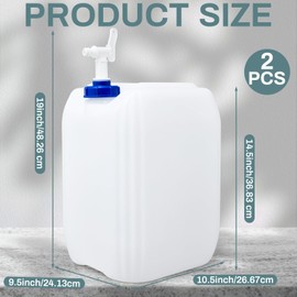 Kigley 2 Pieces 5 Gallon Carboy with Spigot, 10 Gallons Total, Plastic Water Tanks Container Vented HDPE Water Jug Dispenser Translucent Bucket