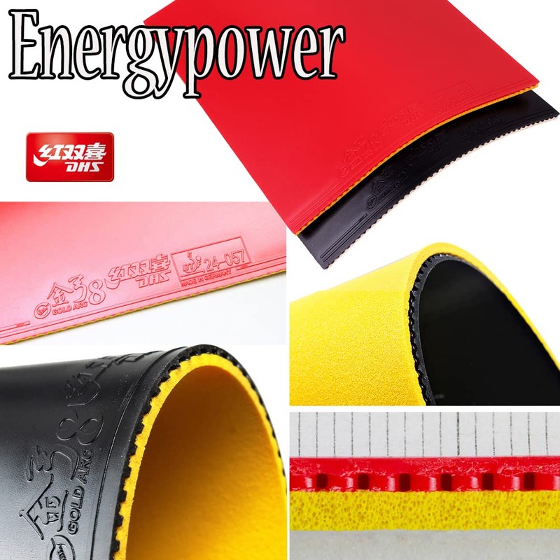 EnergyPower Red Soki DHS Table Tennis Rubber Gold Bow 8